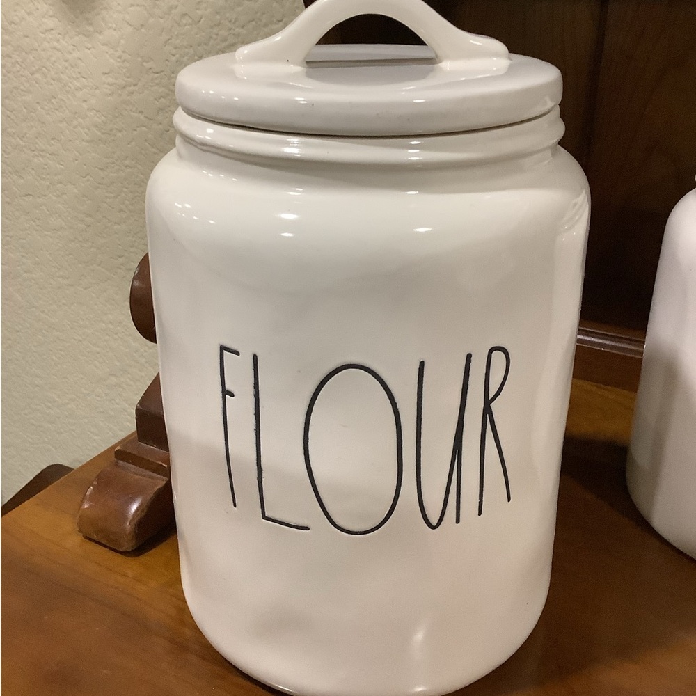 White Ceramic Flour Canister